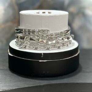 Stacking Trio Bracelets in Silver Plating